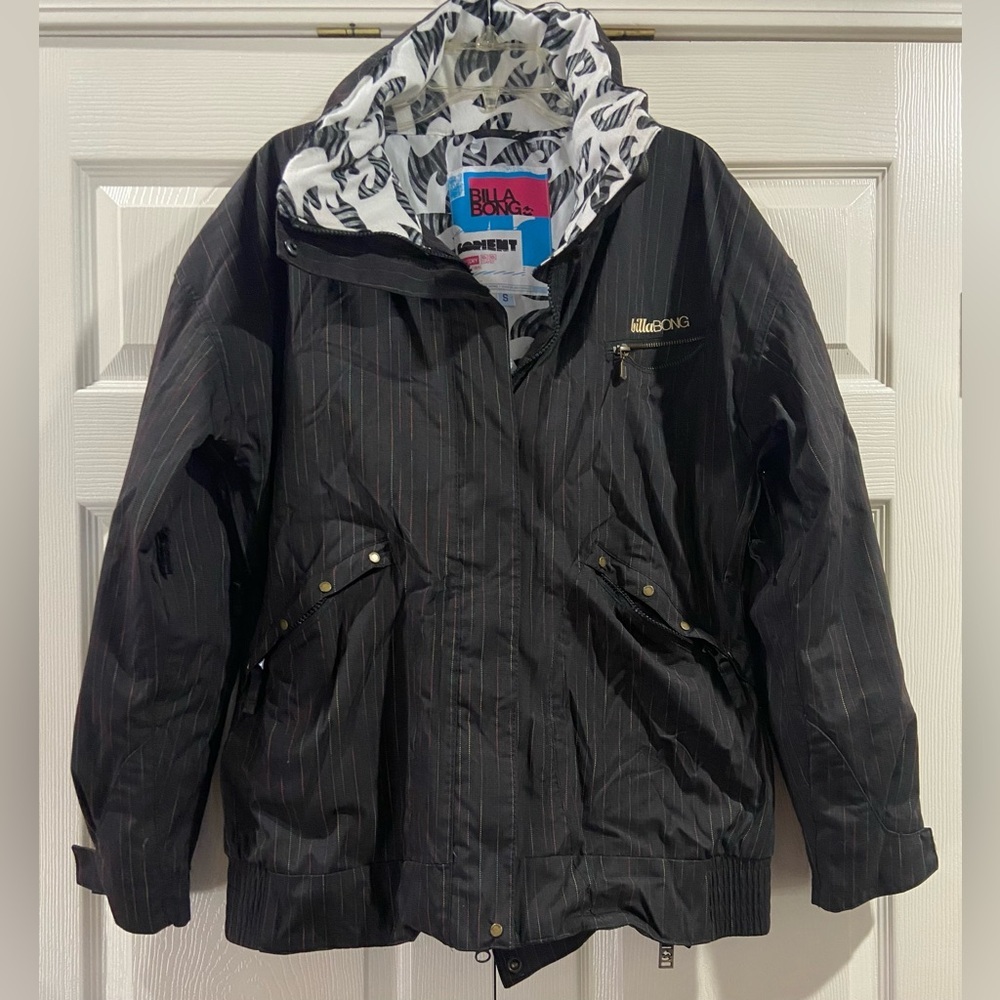 Billabong Sorient Snowboard Ski Black Pinstripes Rain Rasta Jacket Men’s Small
